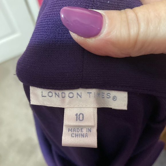 London Times Purple Collar Dress W/Cap Sleeves, Size 10. NEW WITH TAGS. - Picture 5 of 7